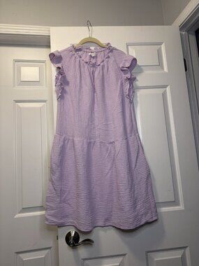 Velvet by Graham & Spencer Lavender Cotton Gauze Flutter-Sleeve Dress